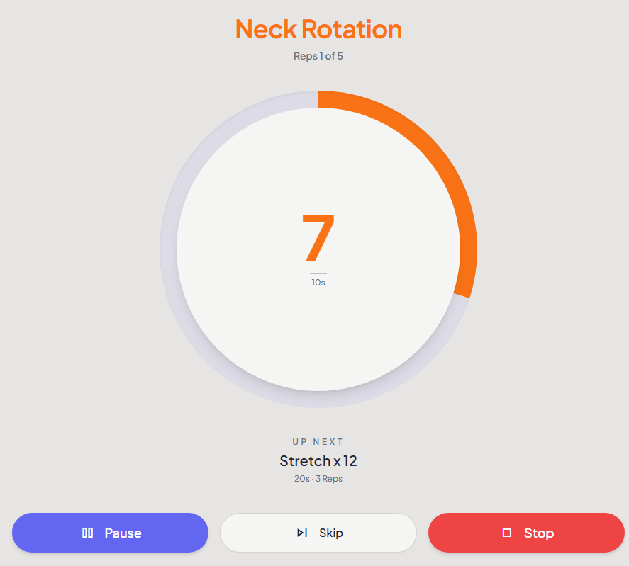 Go Exercise Timer showing a rehab interval workout with colored steps and a large GO button